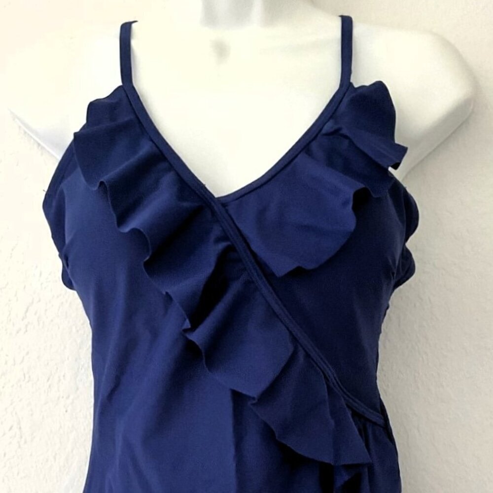 NEW RUFFLE STRAPPY BACK ONE PIECE SWIMSUIT - Picture 6 of 9